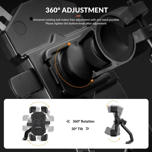ROCKBROS Bike Phone Holder Mount Clamp 360 Rotatable Motorcycle Mount